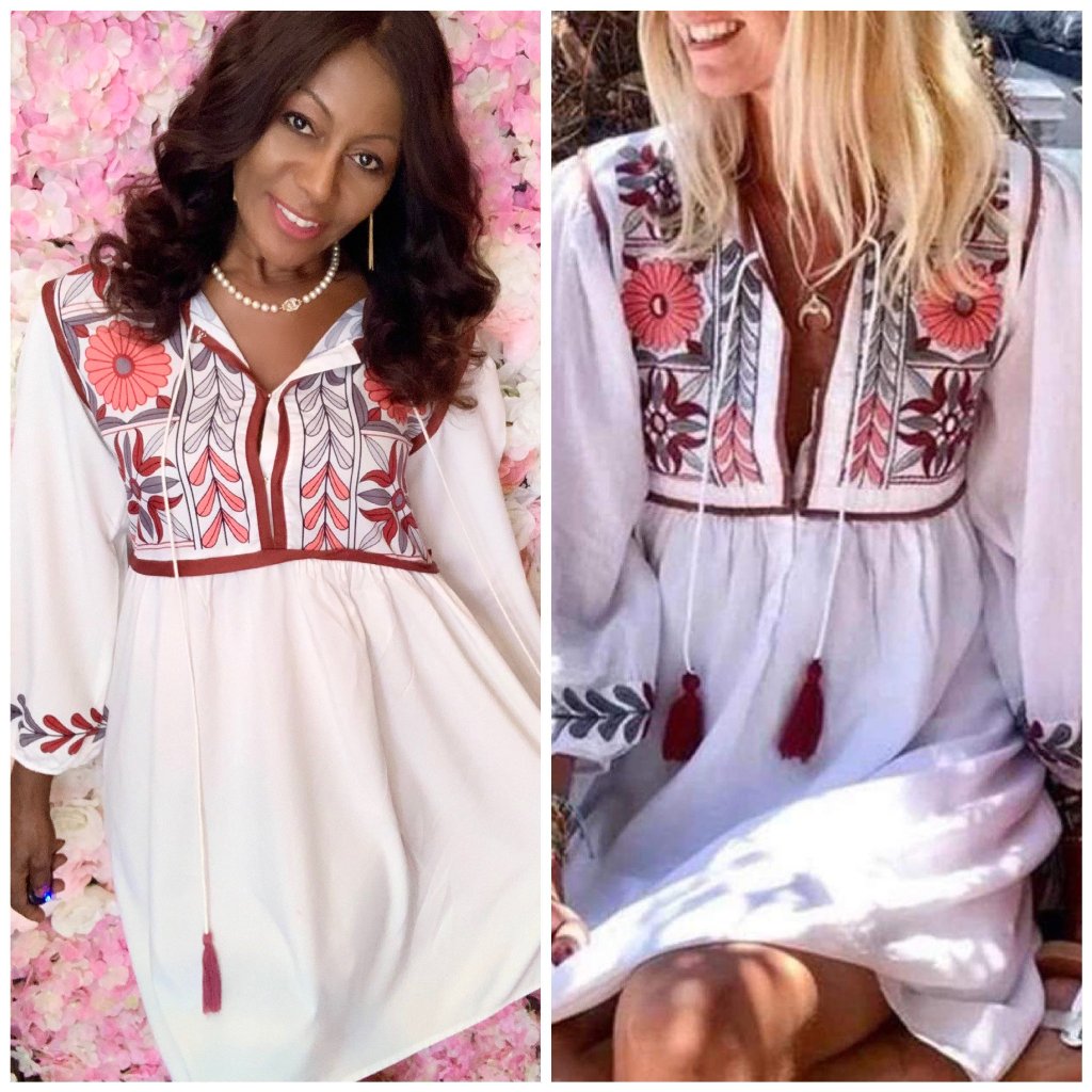 Boho Babydoll Dress With Tassels